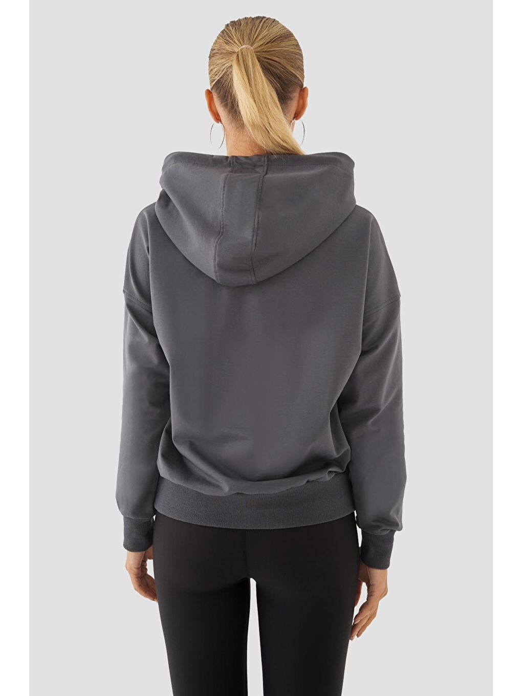 Gri Fiona Oversize Cepli Füme Hoodie-2