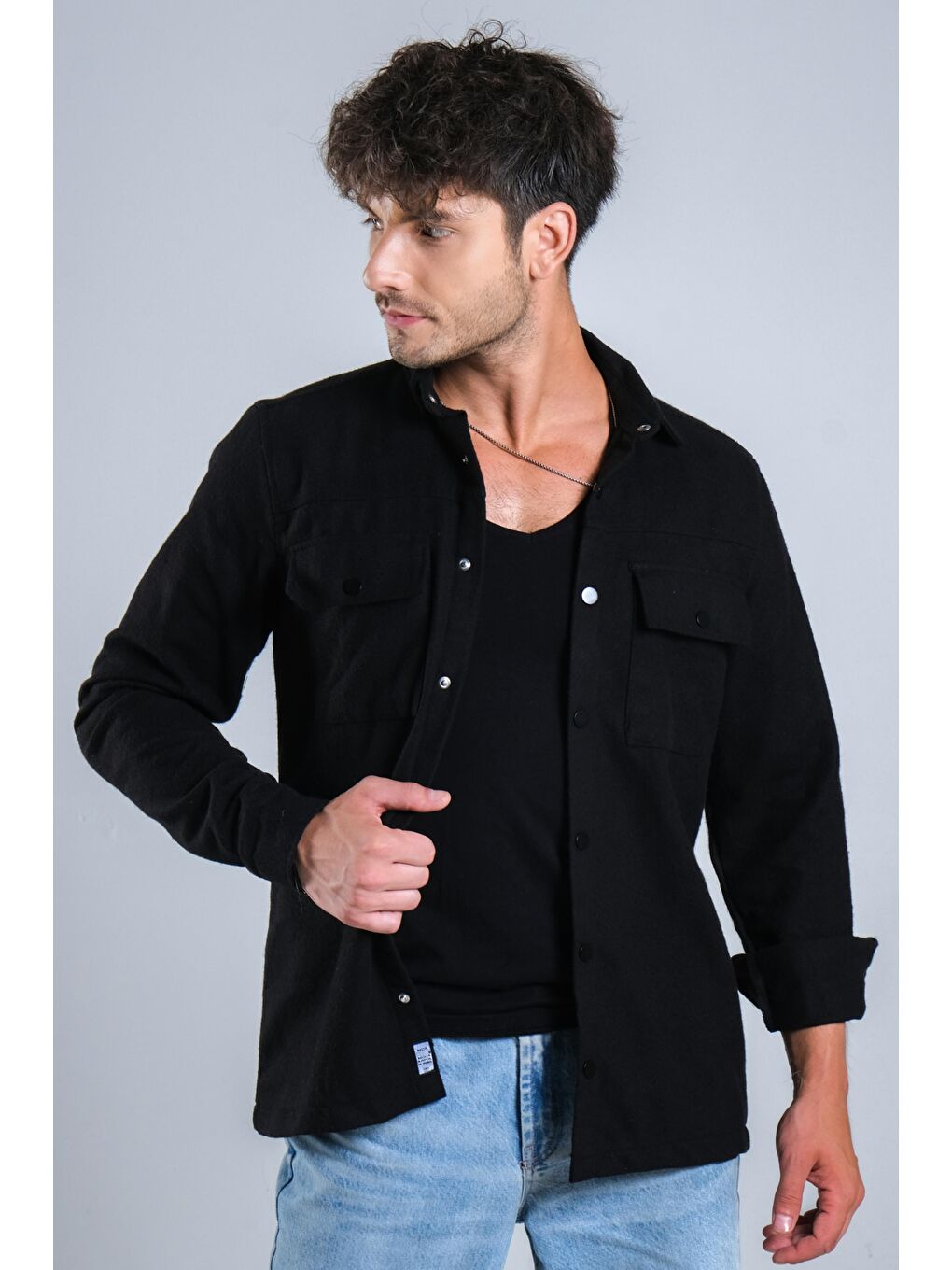Siyah Kapaklı Çıtçıtlı Kışlık Gömlek MAR 4187-2