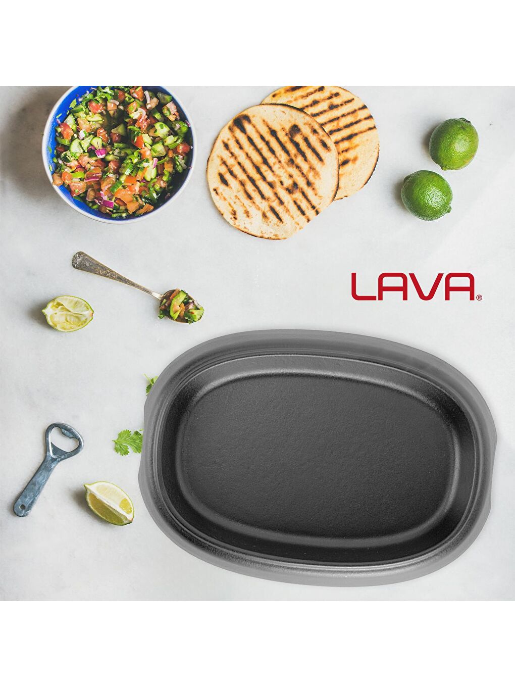 LAVA Siyah Oval Fajita Tabağı Ölçü 26x19cm. - 4