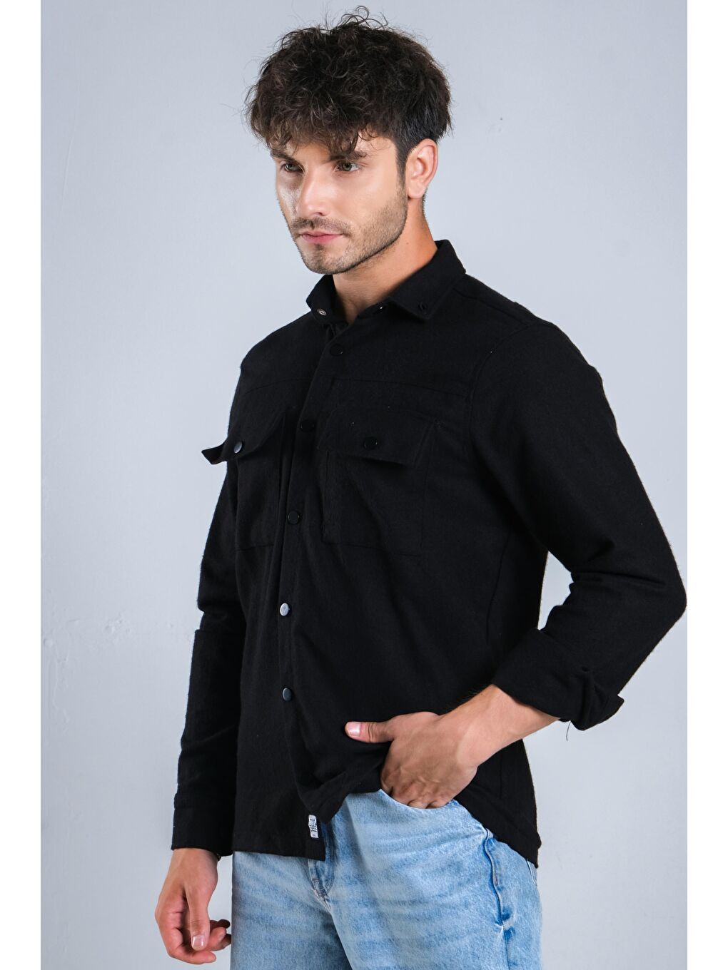 Siyah Kapaklı Çıtçıtlı Kışlık Gömlek MAR 4187-4