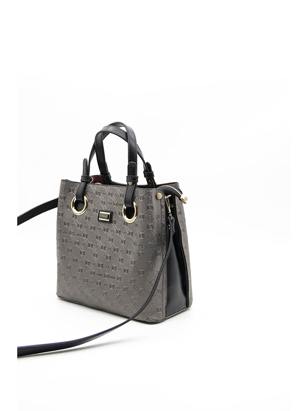 Siyah Kadın Omuz Çantası 975-38947 BAYAN ÇANTASI M46 PLATİN-MAT SİYAH-5