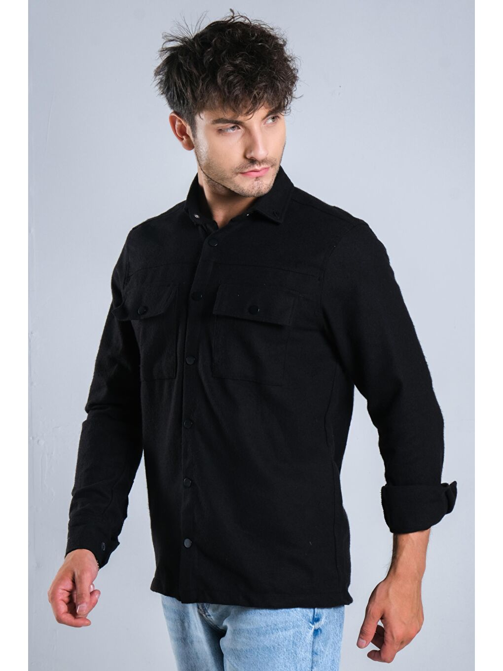 Siyah Kapaklı Çıtçıtlı Kışlık Gömlek MAR 4187-5