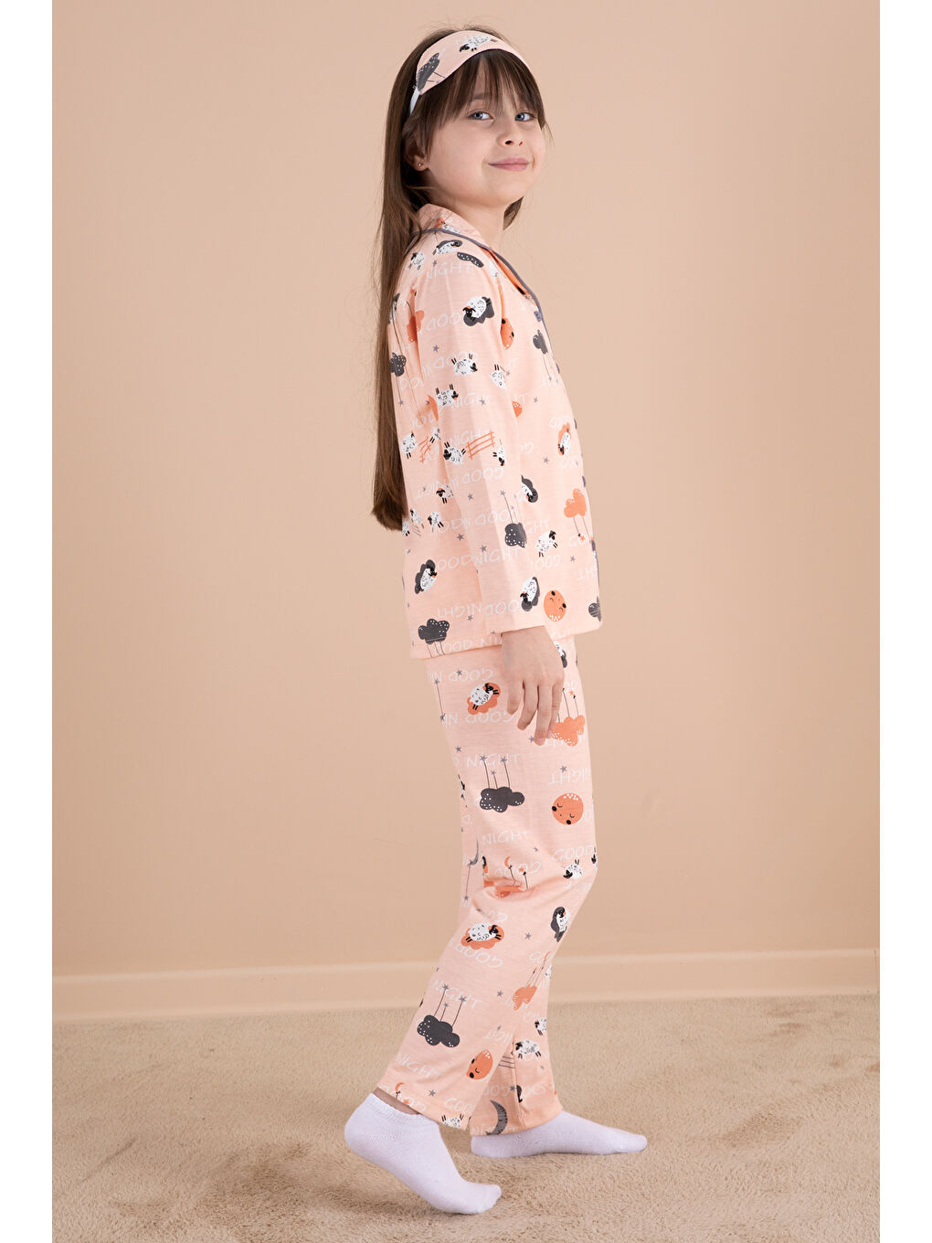 Pijakids Pembe Somon Kuzu Baskılı Kız Çocuk Pijama Takımı 20123 - 3