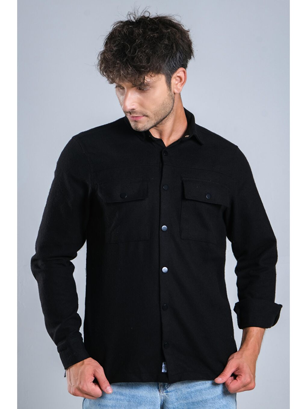Siyah Kapaklı Çıtçıtlı Kışlık Gömlek MAR 4187-6