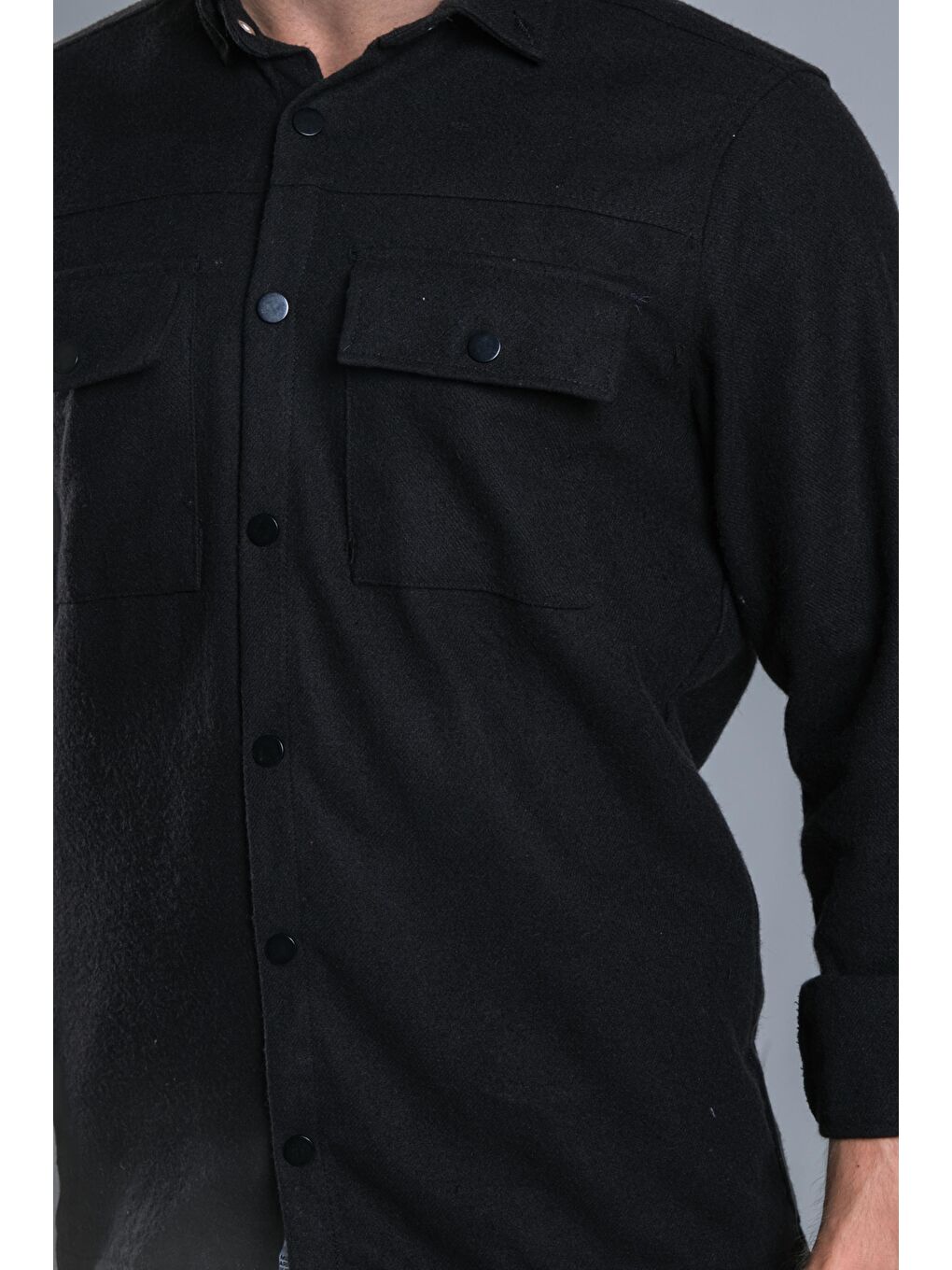 Siyah Kapaklı Çıtçıtlı Kışlık Gömlek MAR 4187-7