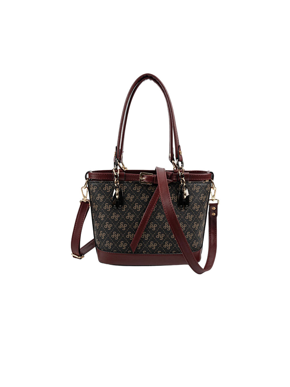 Kahverengi Kadın Omuz Çantası 1155-48406 SILVER POLO BAYAN ÇANTASI M178 KAHVE SARI-MAT BORDO-4