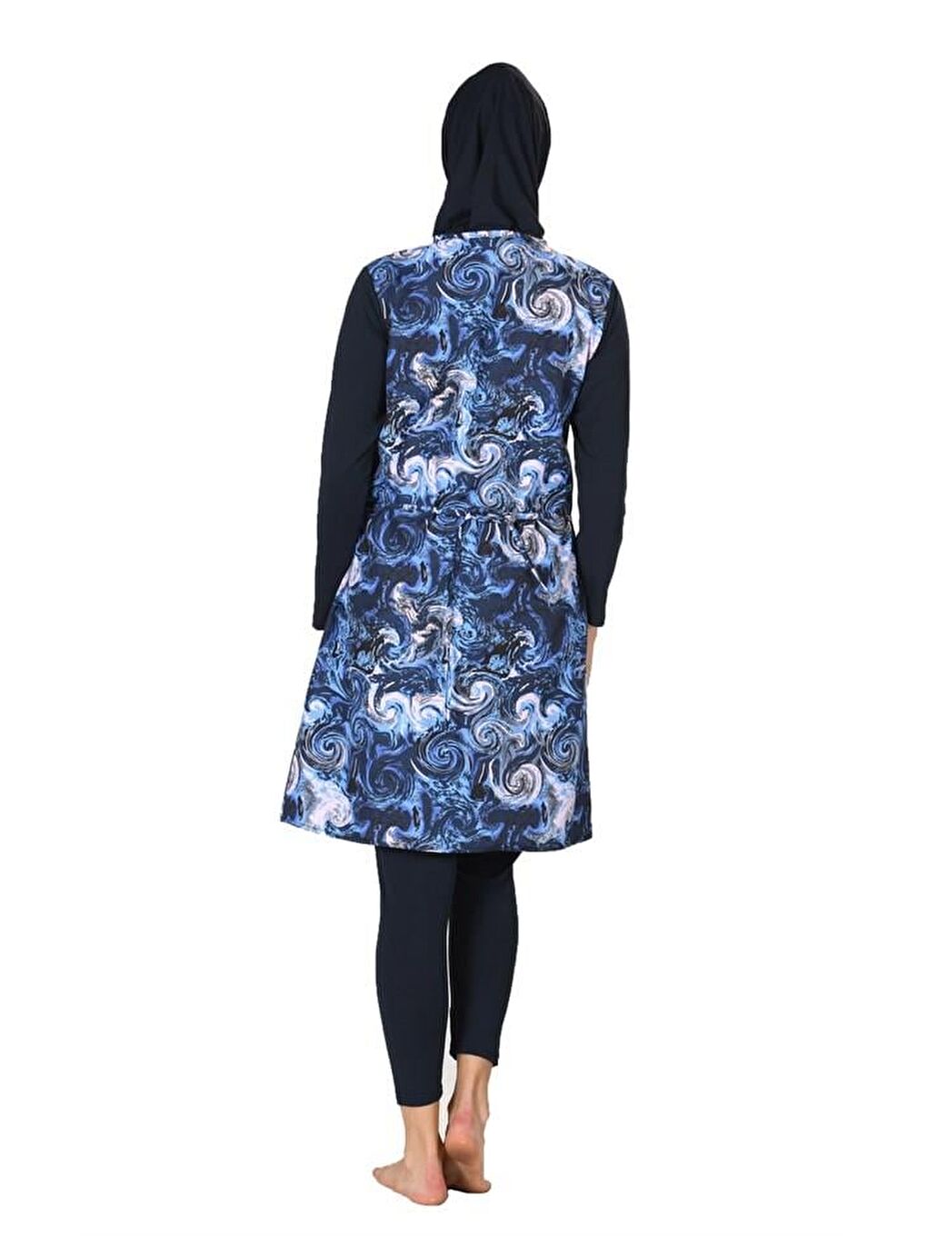 Mavi Tam Kapalı Paraşüt Kumaş Tesettür Mayo 3064-B-4