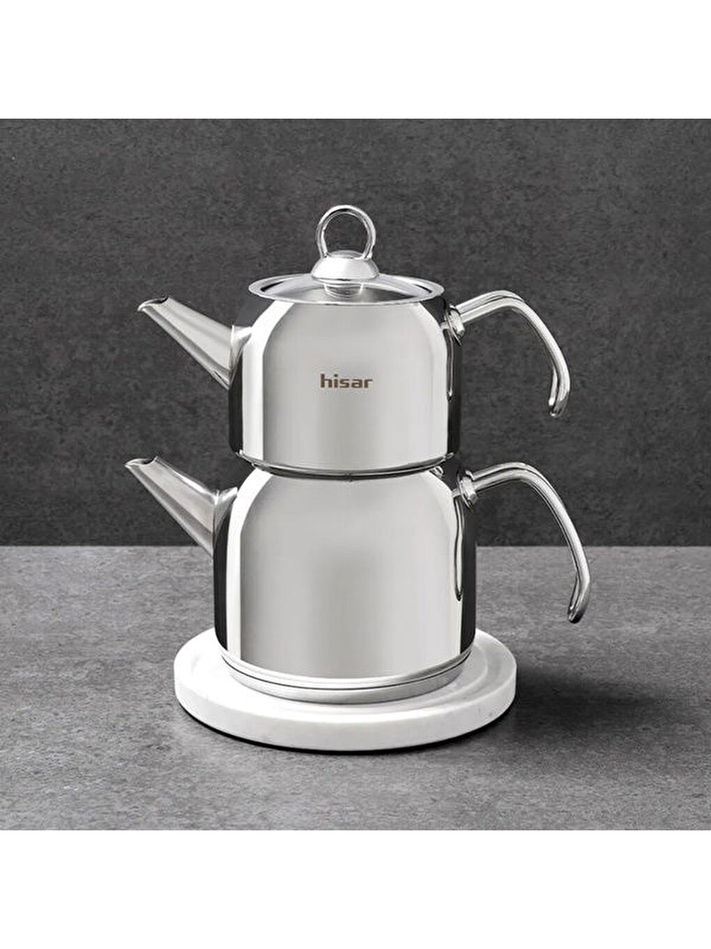 Gri Satürn Çelik Çaydanlık - Inox - 2 lt + 1 lt