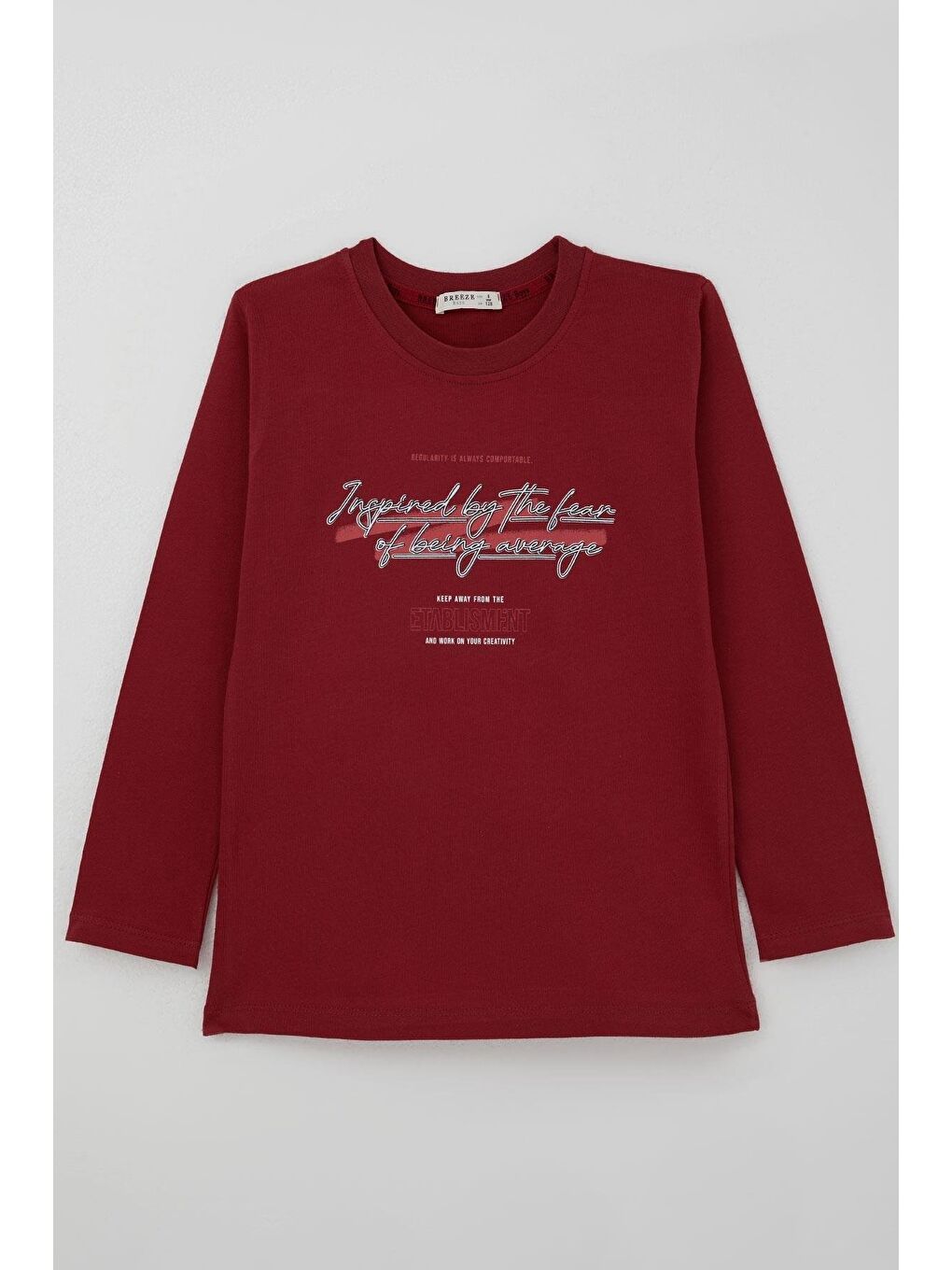Erkek Çocuk Uzun Kollu Tişört Yazı Baskılı Bordo (8-14 Yaş)-2