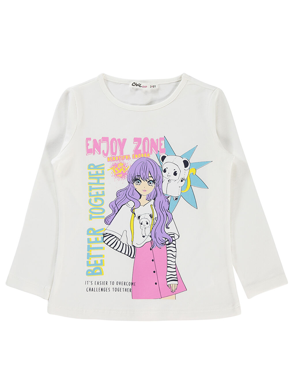 Civil Ekru Girls Kız Çocuk Sweatshirt 2-5 Yaş Ekru