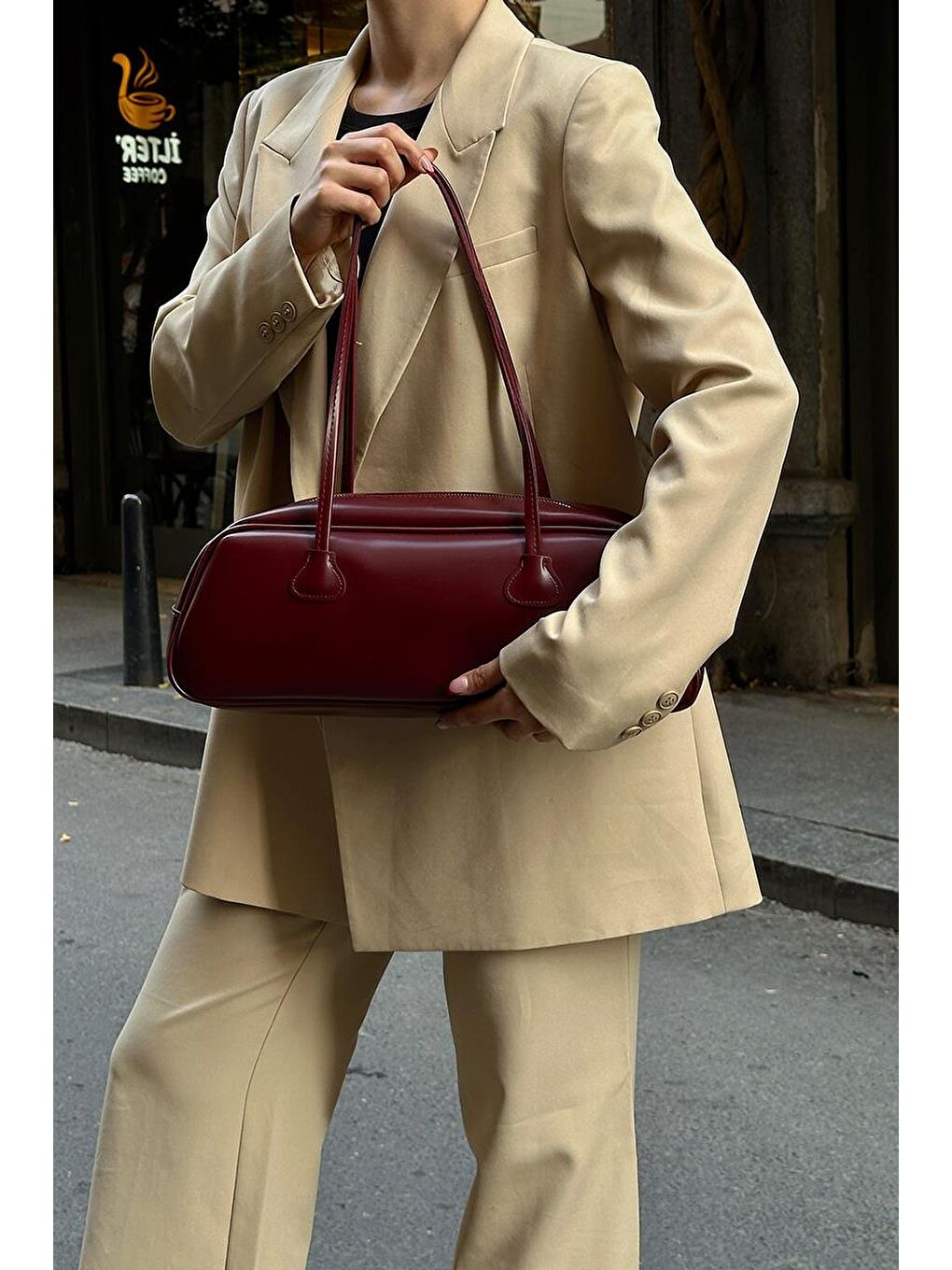 Miu Bowling Çanta Bordo-5