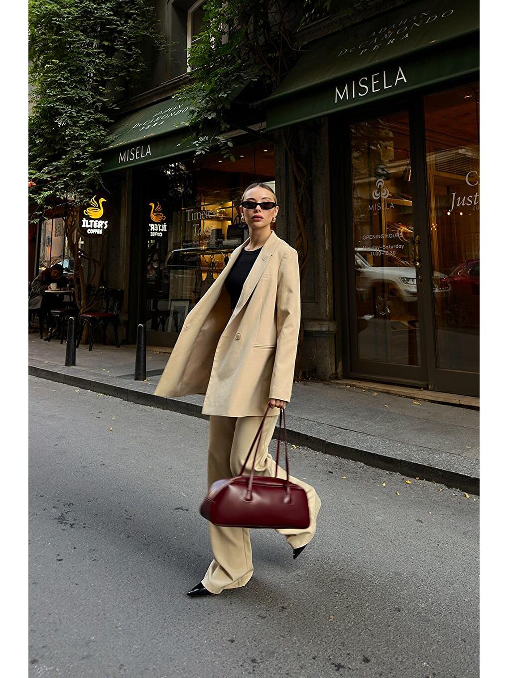 Miu Bowling Çanta Bordo-7