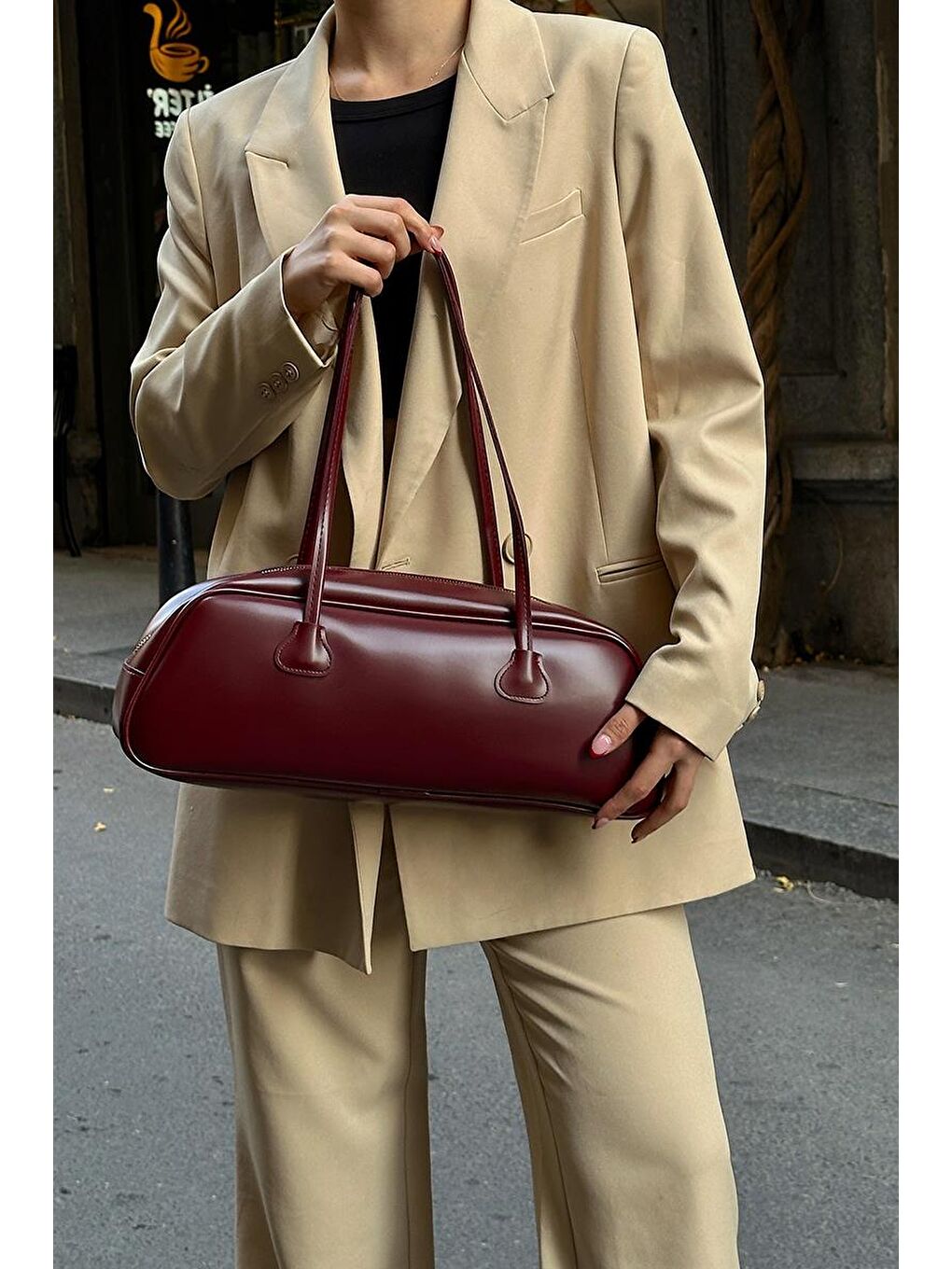 Miu Bowling Çanta Bordo-8