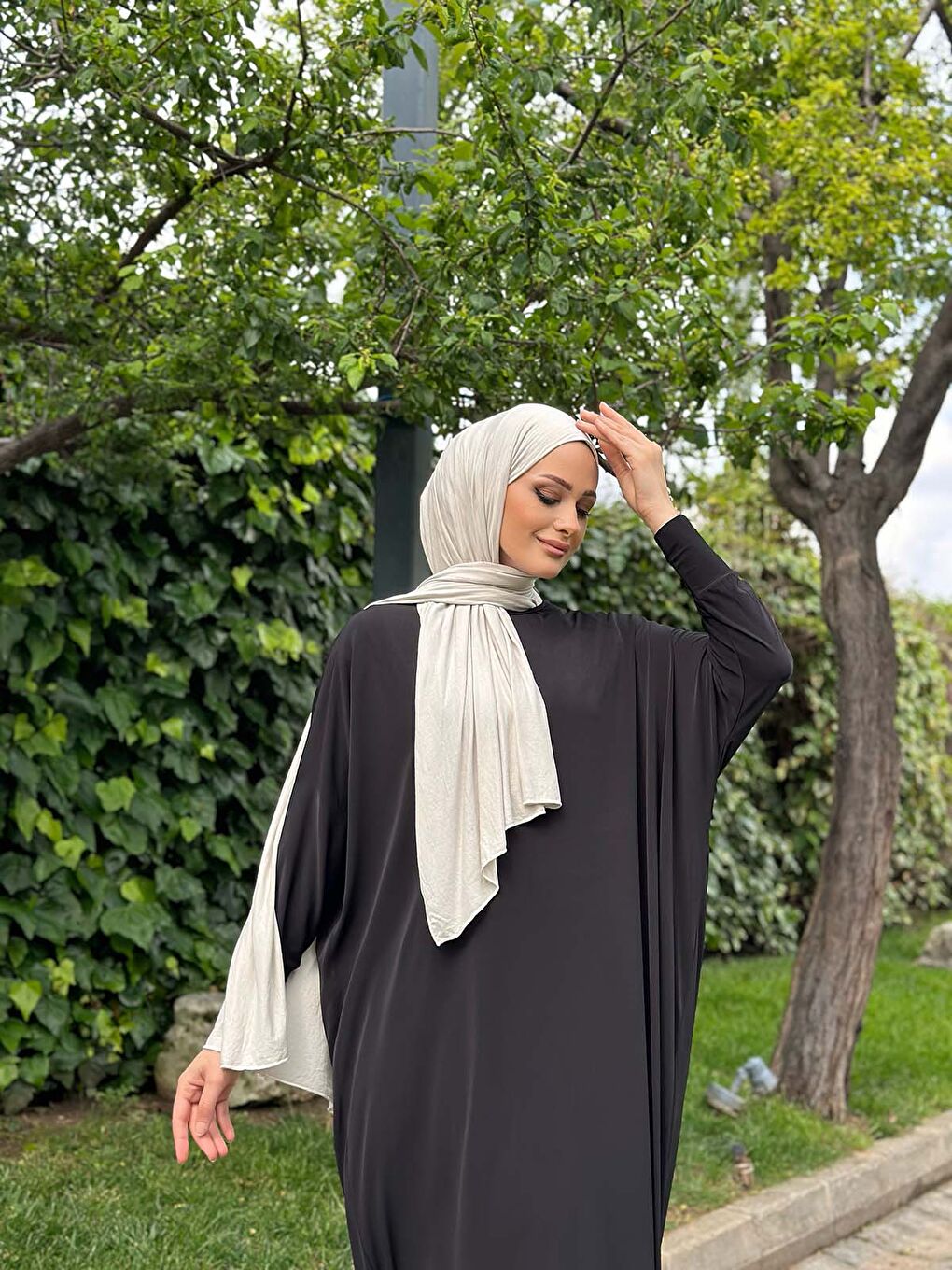 Kadın Trend Basic Uzun Kollu Siyah Elbise-1