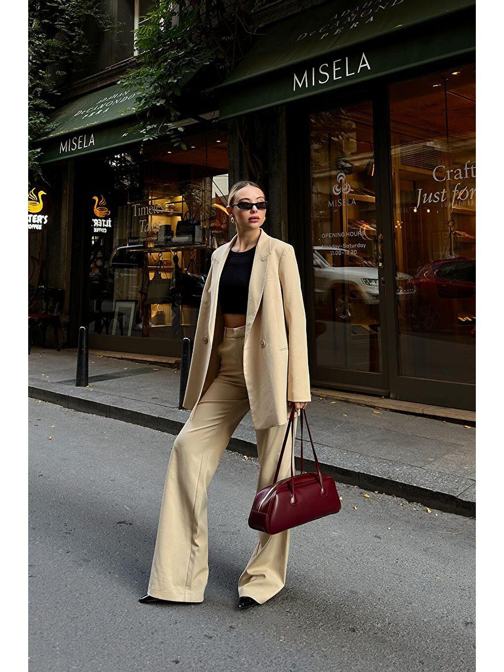 Miu Bowling Çanta Bordo-9