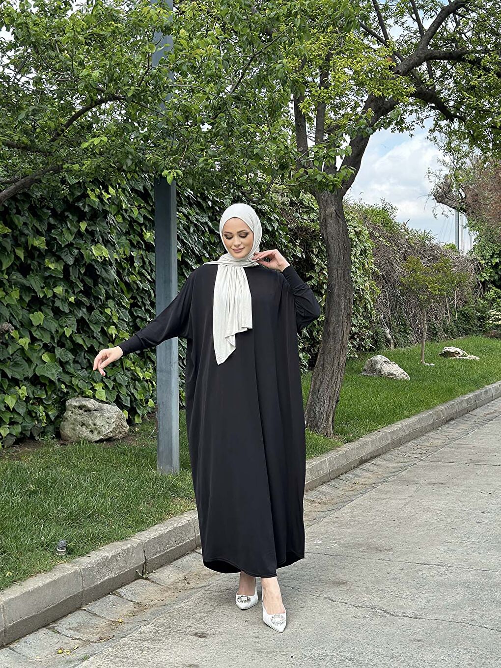 Kadın Trend Basic Uzun Kollu Siyah Elbise-2