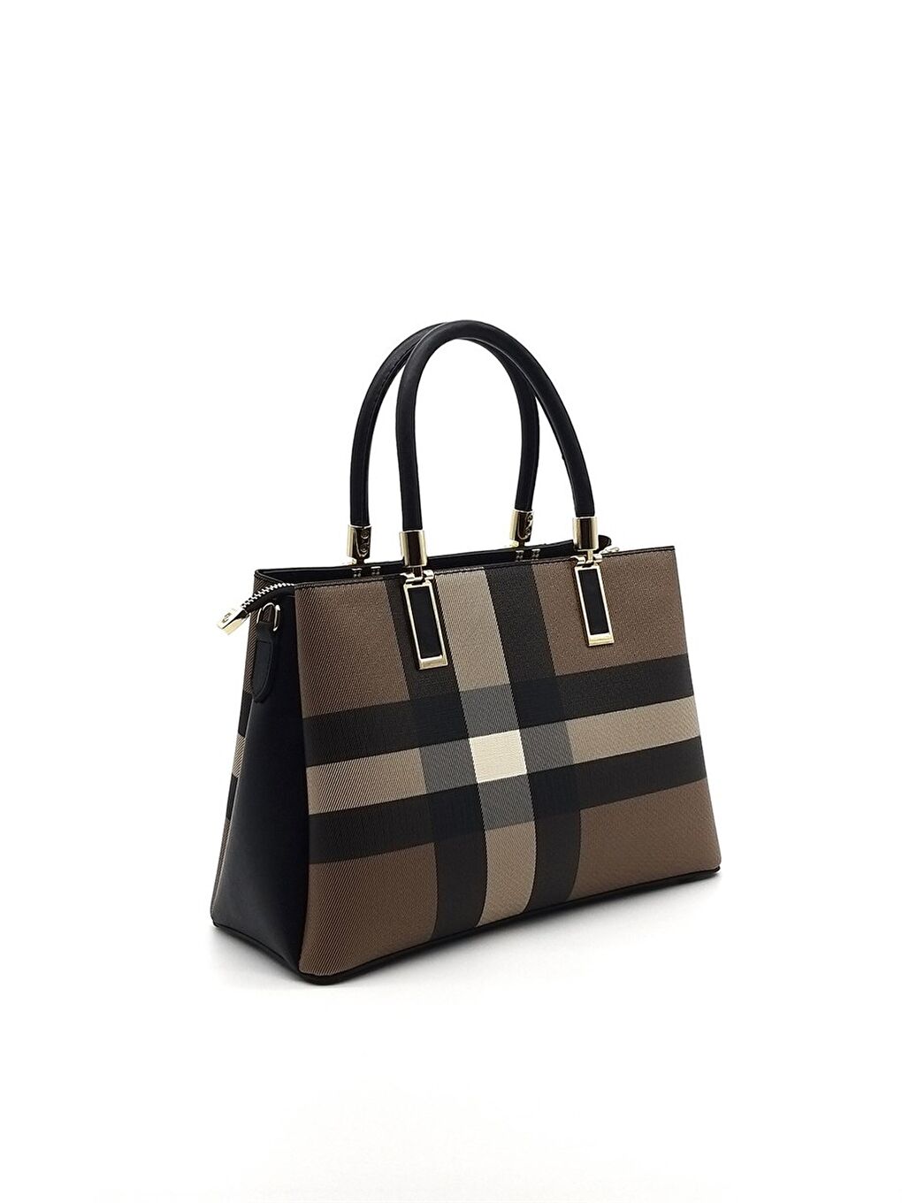 Kahverengi Kadın 1000-35831 SILVER POLO EL ÇANTASI M80 KAHVE-MAT SİYAH-1