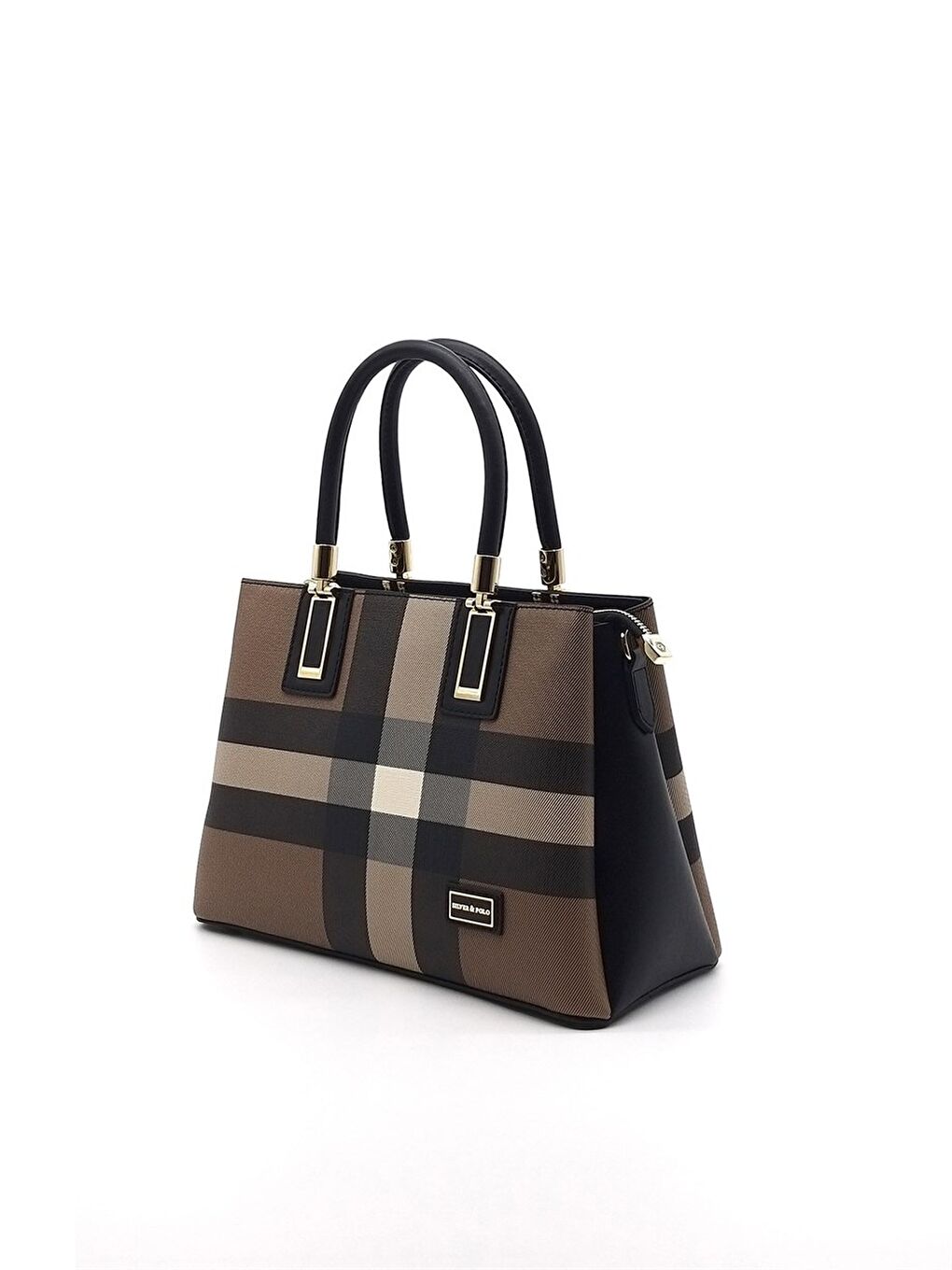 Kahverengi Kadın 1000-35831 SILVER POLO EL ÇANTASI M80 KAHVE-MAT SİYAH-2