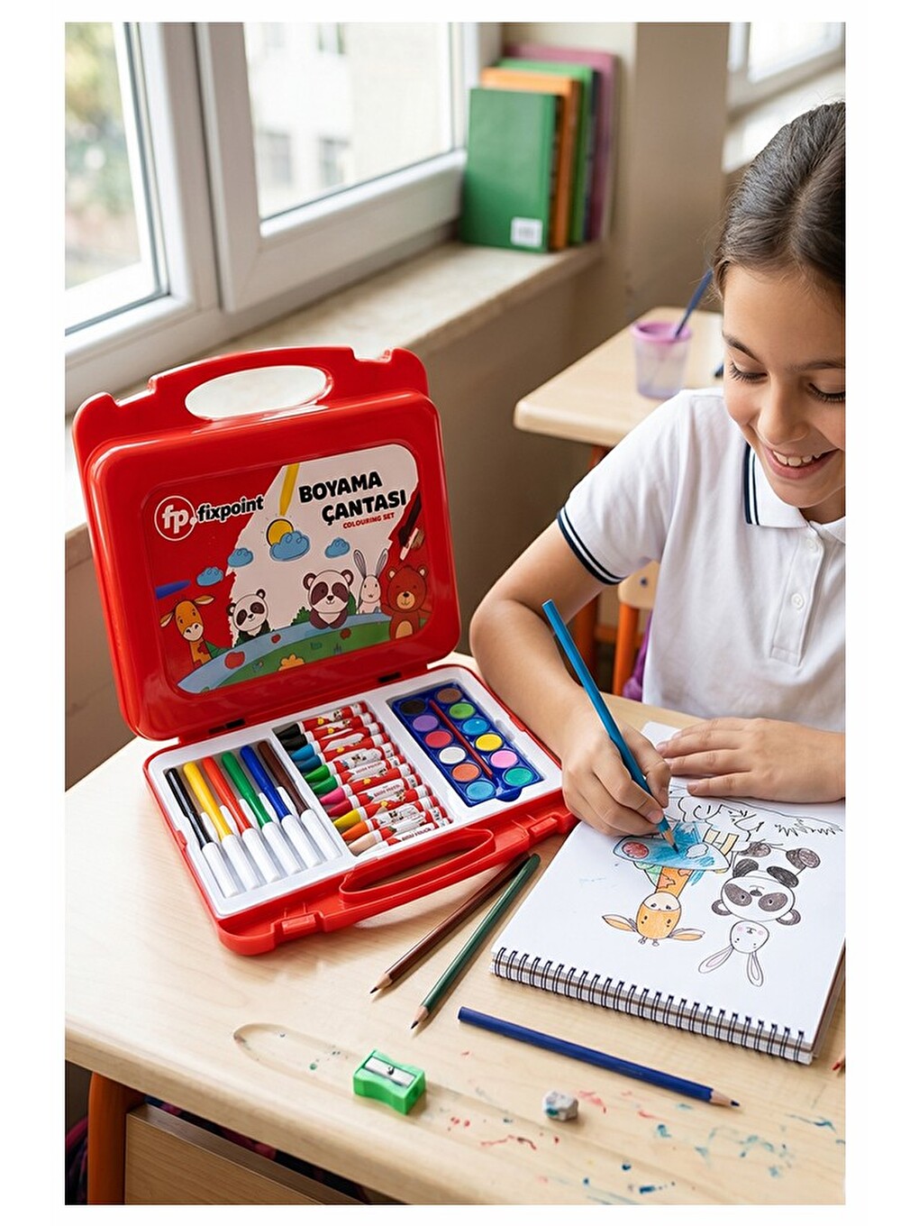 Boyama Çantası 1 Paket 36 Parça Boyama Seti Çantalı Kuru Boya Sulu Boya Pastel Boya Keçeli Kalem-3