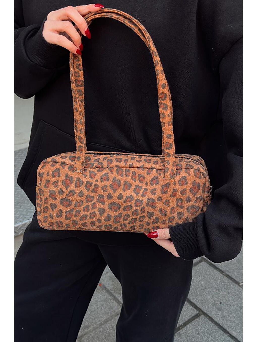 Karışık Chaos Baget Çanta Leopar Desen-4