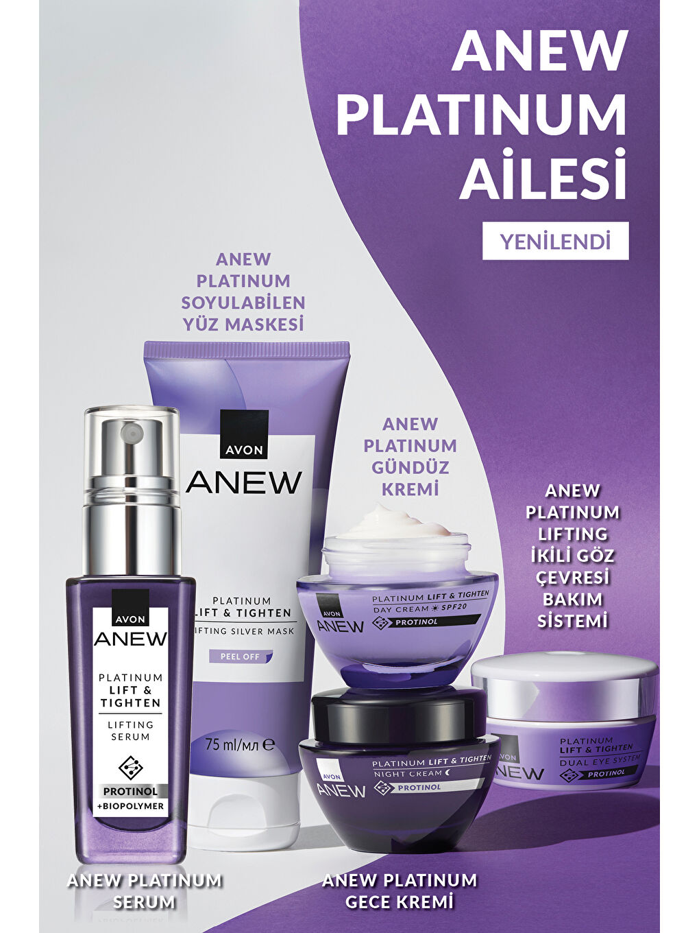 AVON Renksiz Anew Platinum Lift & Tighten Beş Parça Yüz Bakım Paketi - 1