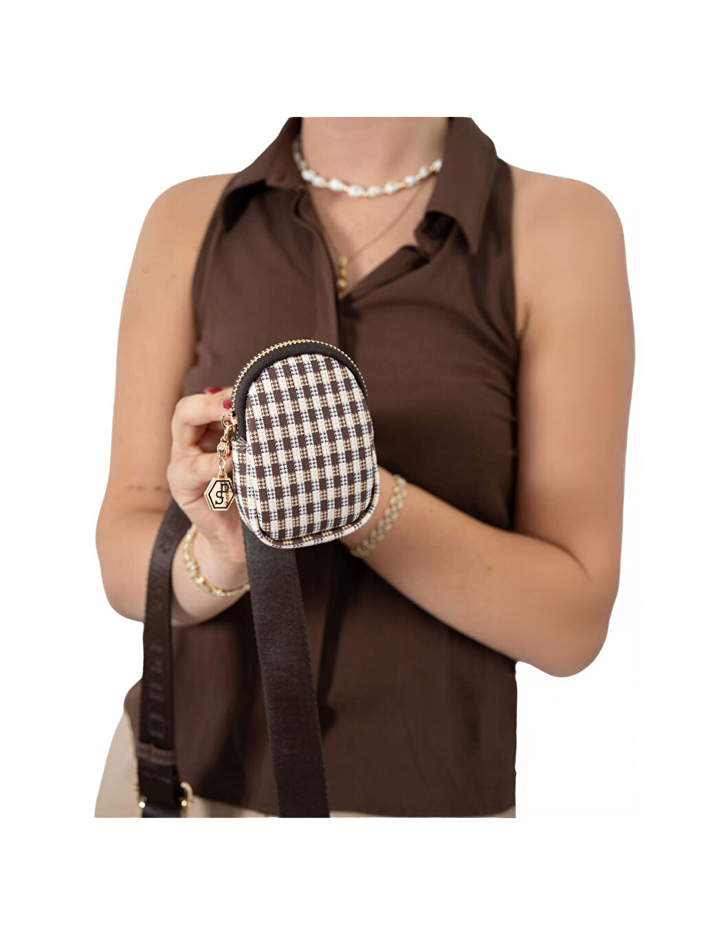 Kahverengi Kadın Çapraz Çanta 1038-47414 SILVER POLO ÇAPRAZ BAYAN ÇANTASI M191 KAHVE SARI-MAT KAHVE-1