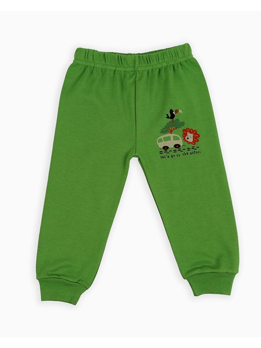 Mor Beli Lastikli Desenli Erkek Bebek Eşofman Alt 2'li-1