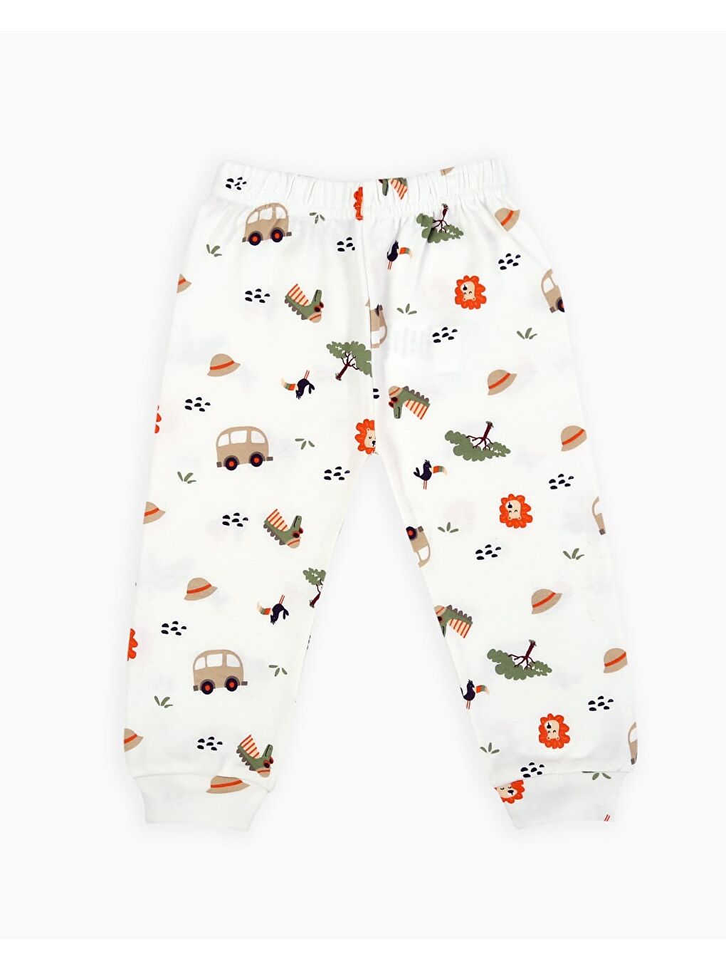 Mor Beli Lastikli Desenli Erkek Bebek Eşofman Alt 2'li-2