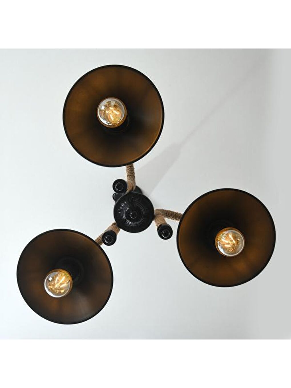 Metal Halat 3'lü Avize - Siyah-4