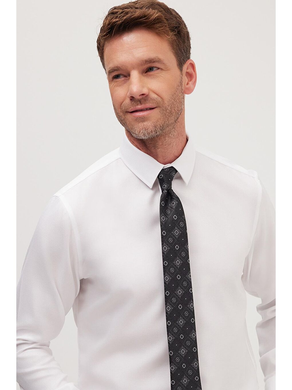 Slim Fit Beyaz Non-Iron %100 Pamuk Doğa Dostu Ekoteks Belgeli Ütü Gerektirmez Gömlek-1