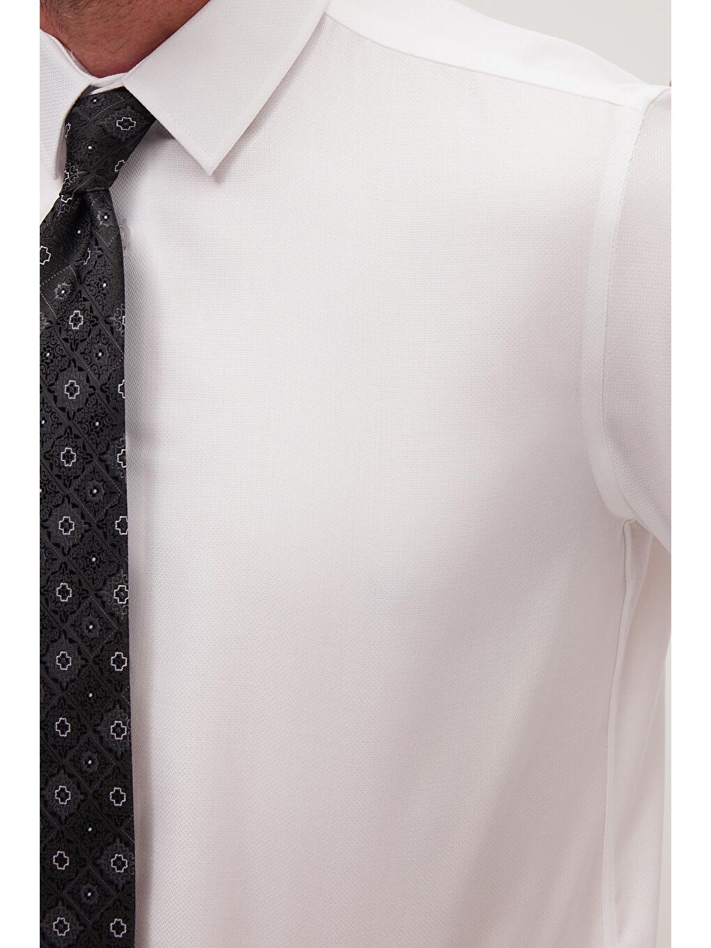 Slim Fit Beyaz Non-Iron %100 Pamuk Doğa Dostu Ekoteks Belgeli Ütü Gerektirmez Gömlek-2