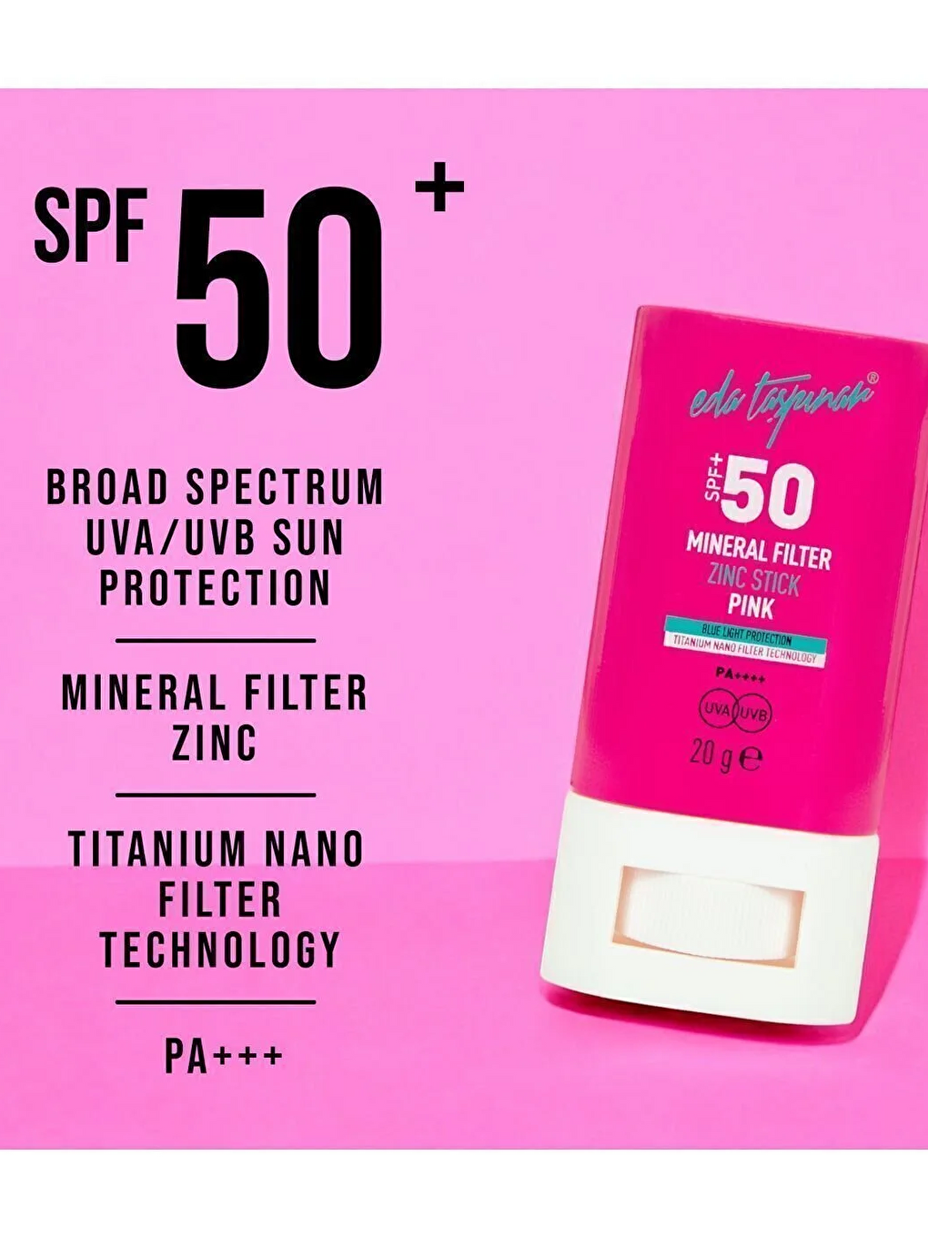 SPF 50+ Mineral Filtreli Pembe Zinc Stick (EGY0031)-3