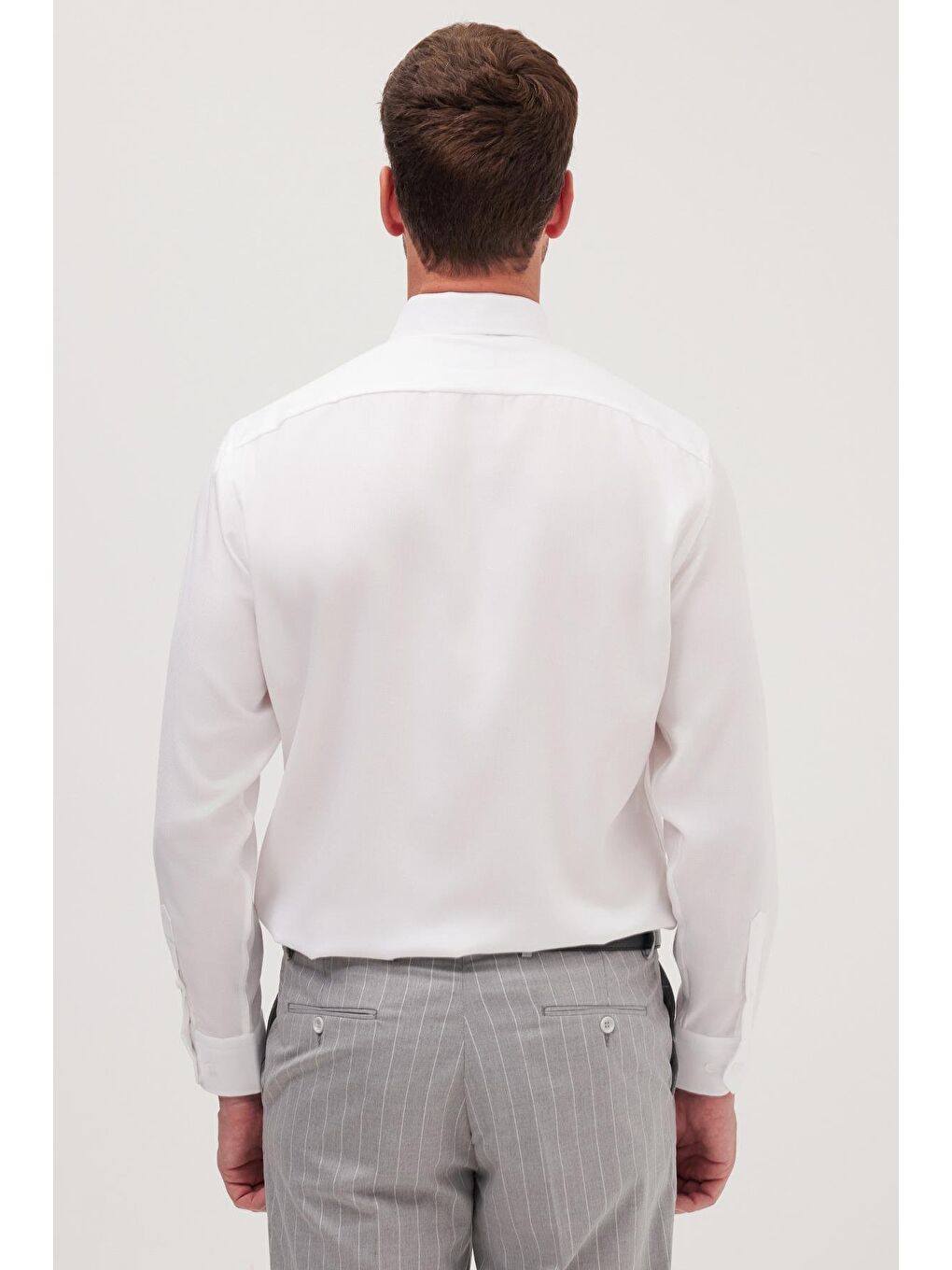 Slim Fit Beyaz Non-Iron %100 Pamuk Doğa Dostu Ekoteks Belgeli Ütü Gerektirmez Gömlek-6