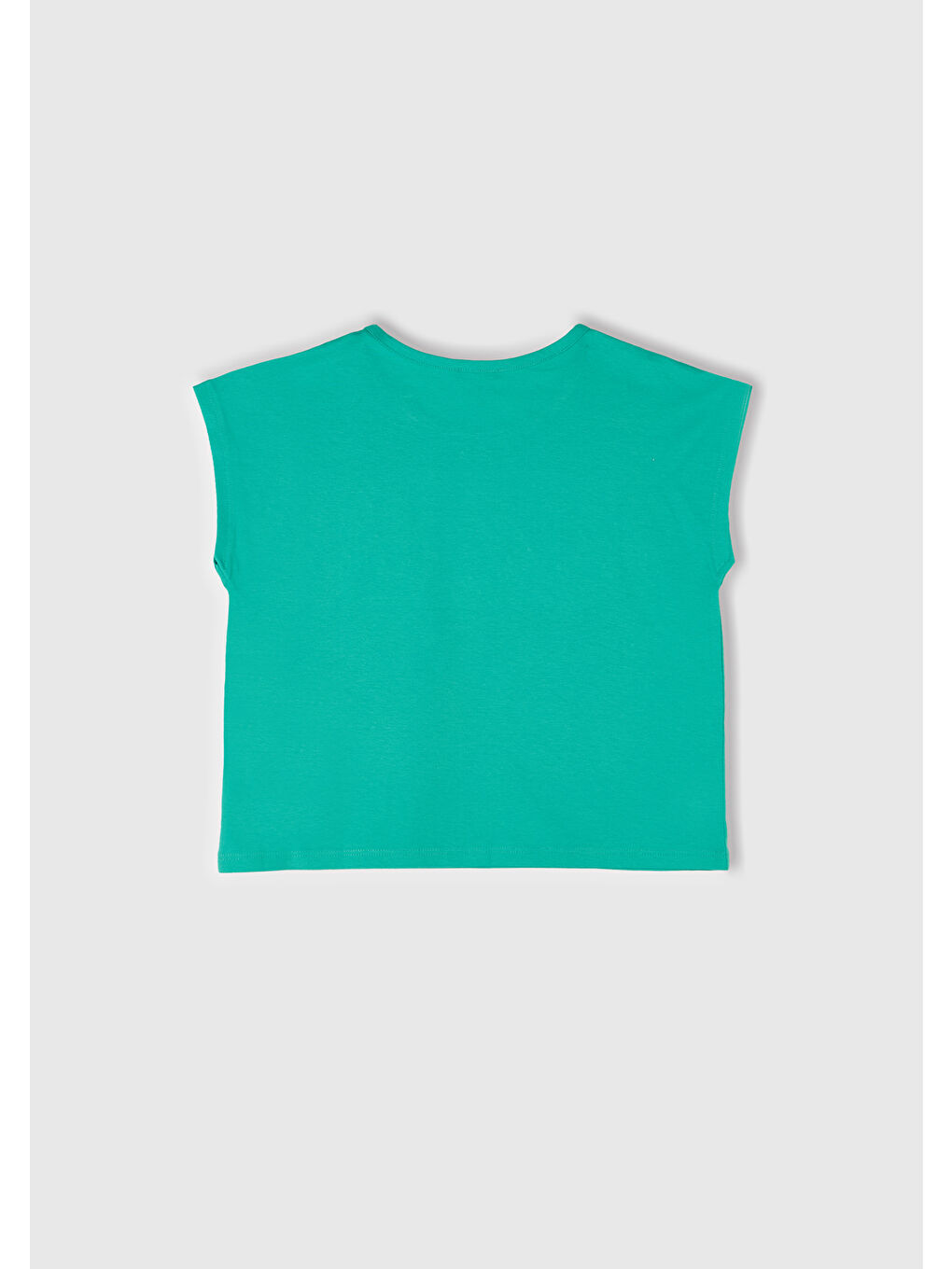 Kız Çocuk Yeşil Baskılı Payet İşleme Detaylı T-Shirt-2