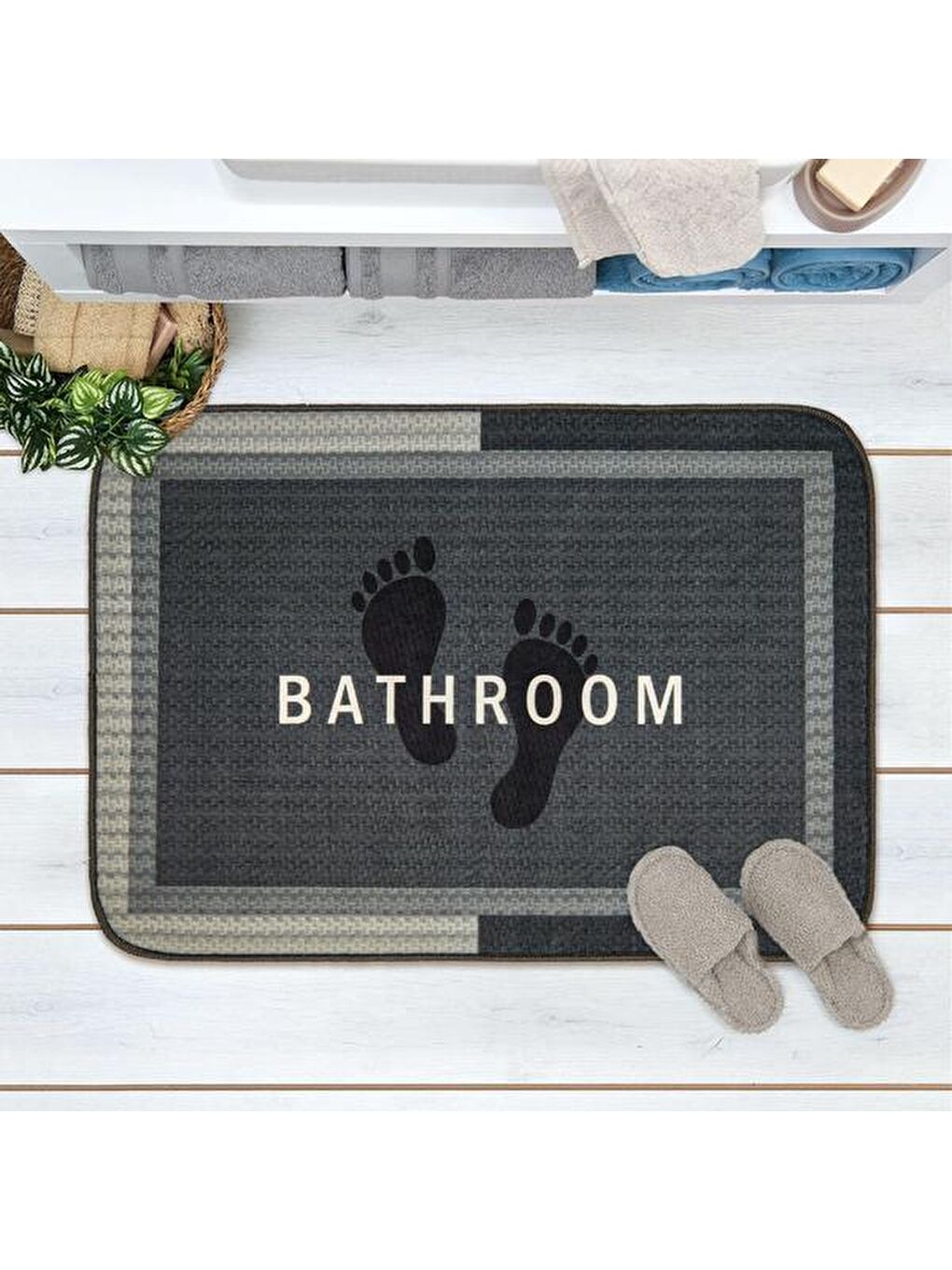 Soft Bathroom Dikdörtgen Sihirli Banyo Paspası - Antrasit - 50x70 cm