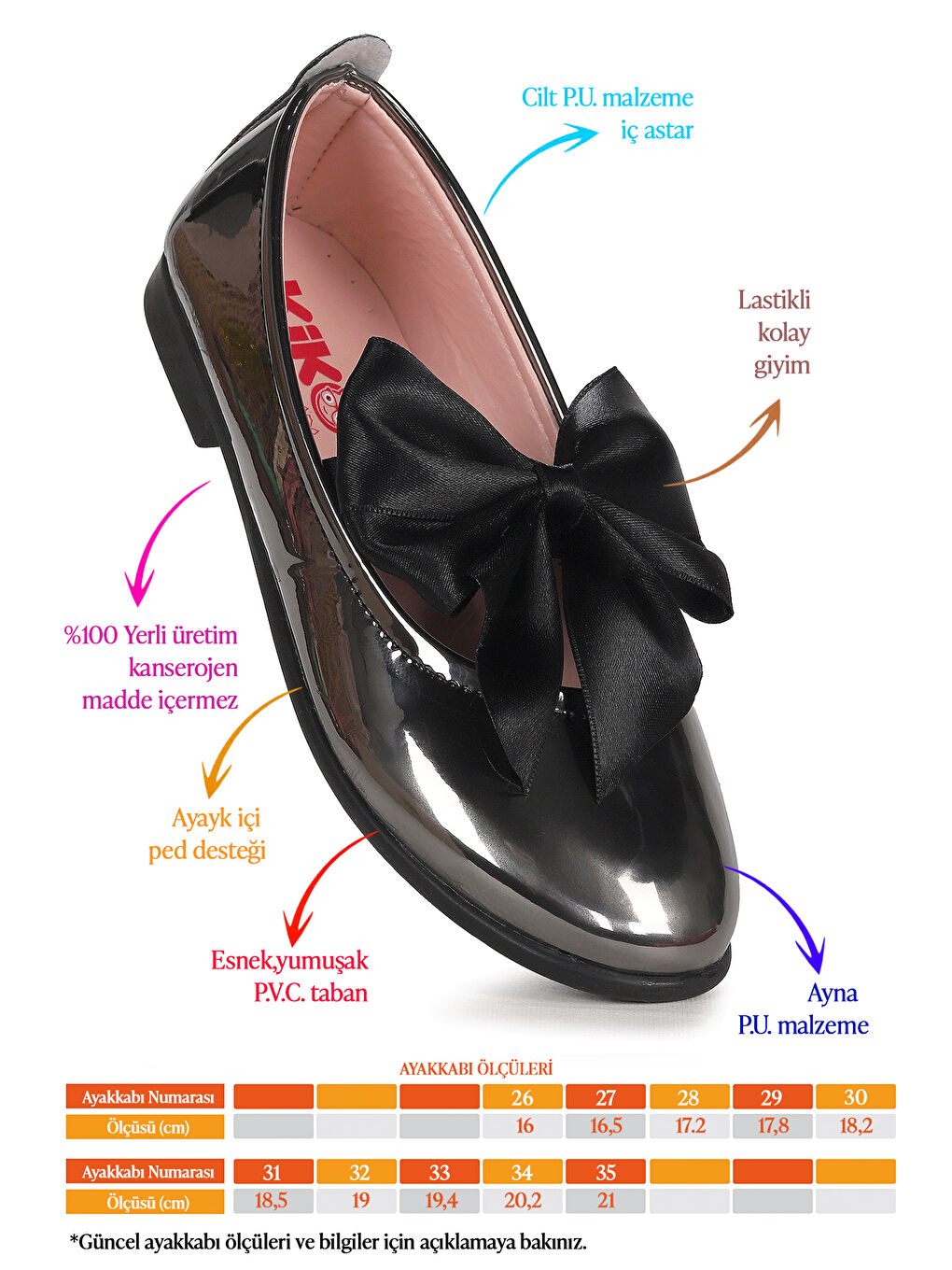 Bej Tari Ayna Fiyonk Lastikli Kız Çocuk Babet Ayakkabı-1