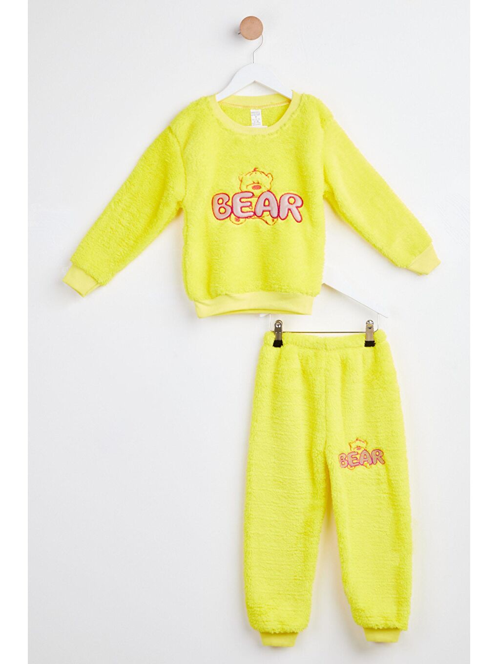 Kız Çocuk Sarı Peluş Takım - 23797