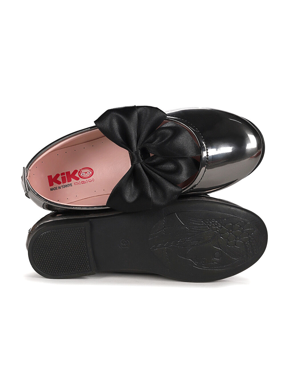 Bej Tari Ayna Fiyonk Lastikli Kız Çocuk Babet Ayakkabı-4