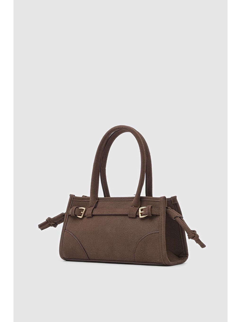 Kahverengi Maison Süet Baget Çanta Acı Kahve-1