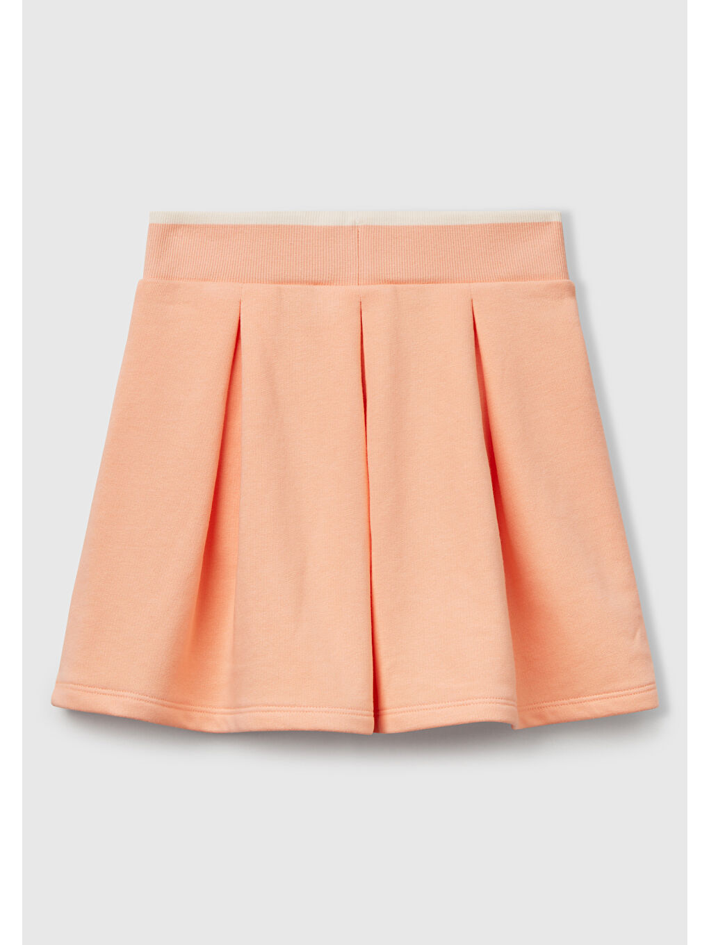 Bej Kız Çocuk Yavruağzı Logo Etiketli Pileli Bel Bantlı Etek-1