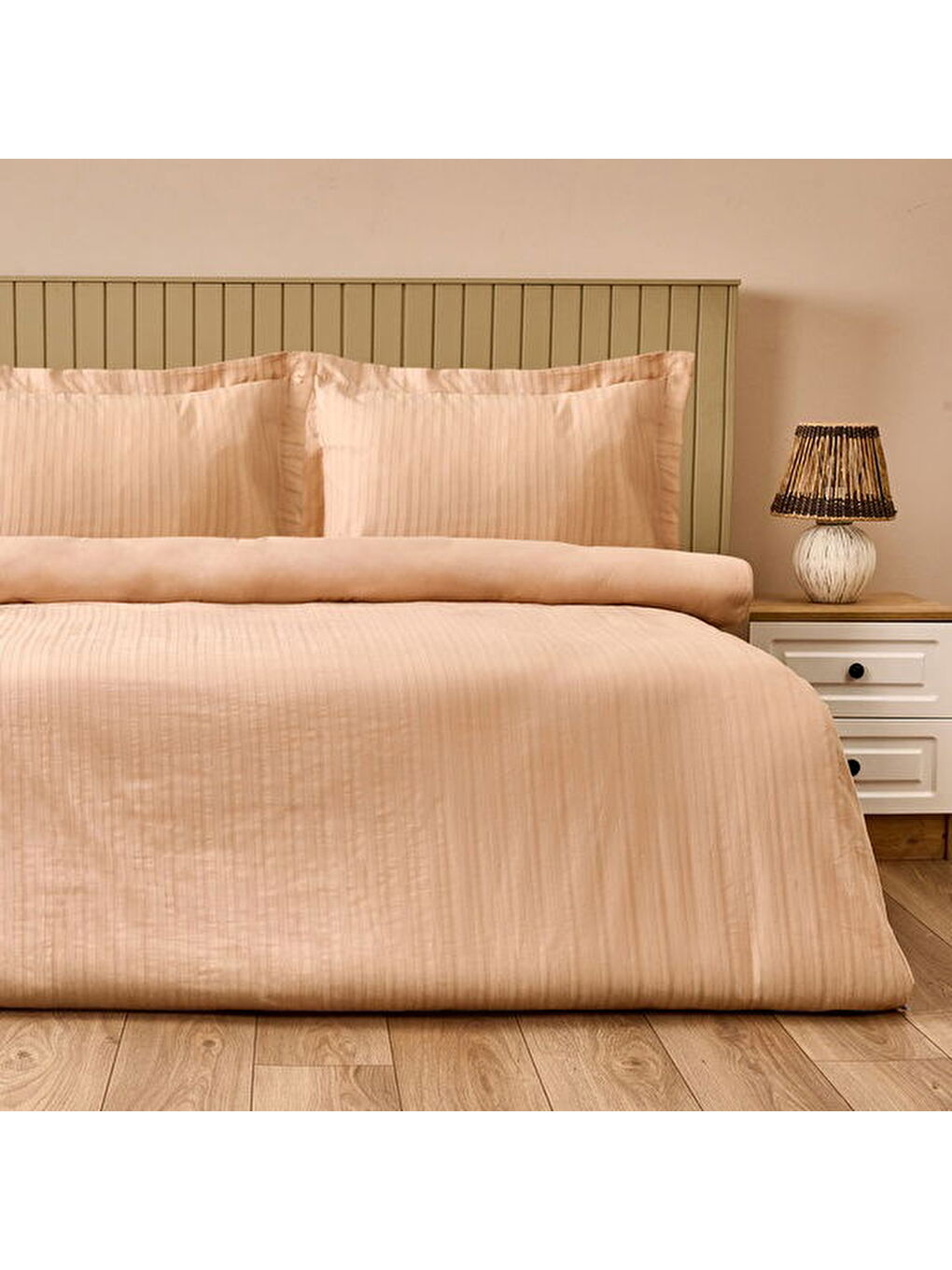 Soft Dobby Weave Çift Kişilik Nevresim Takımı - Bej
