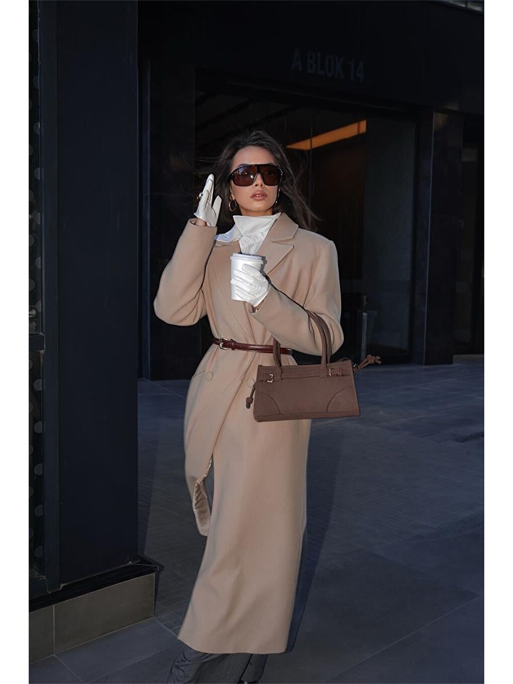 Kahverengi Maison Süet Baget Çanta Acı Kahve-7