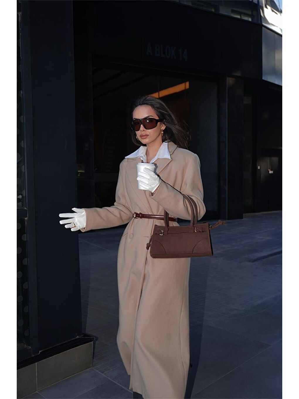 Kahverengi Maison Süet Baget Çanta Acı Kahve-9