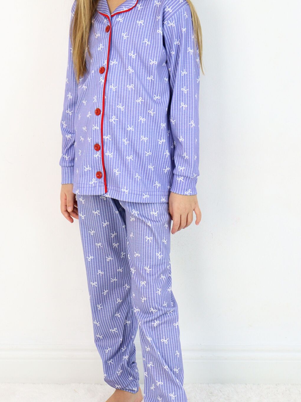 İndigo Bebe Yaka Düğmeli Kız Çocuk Pijama Takımı-2
