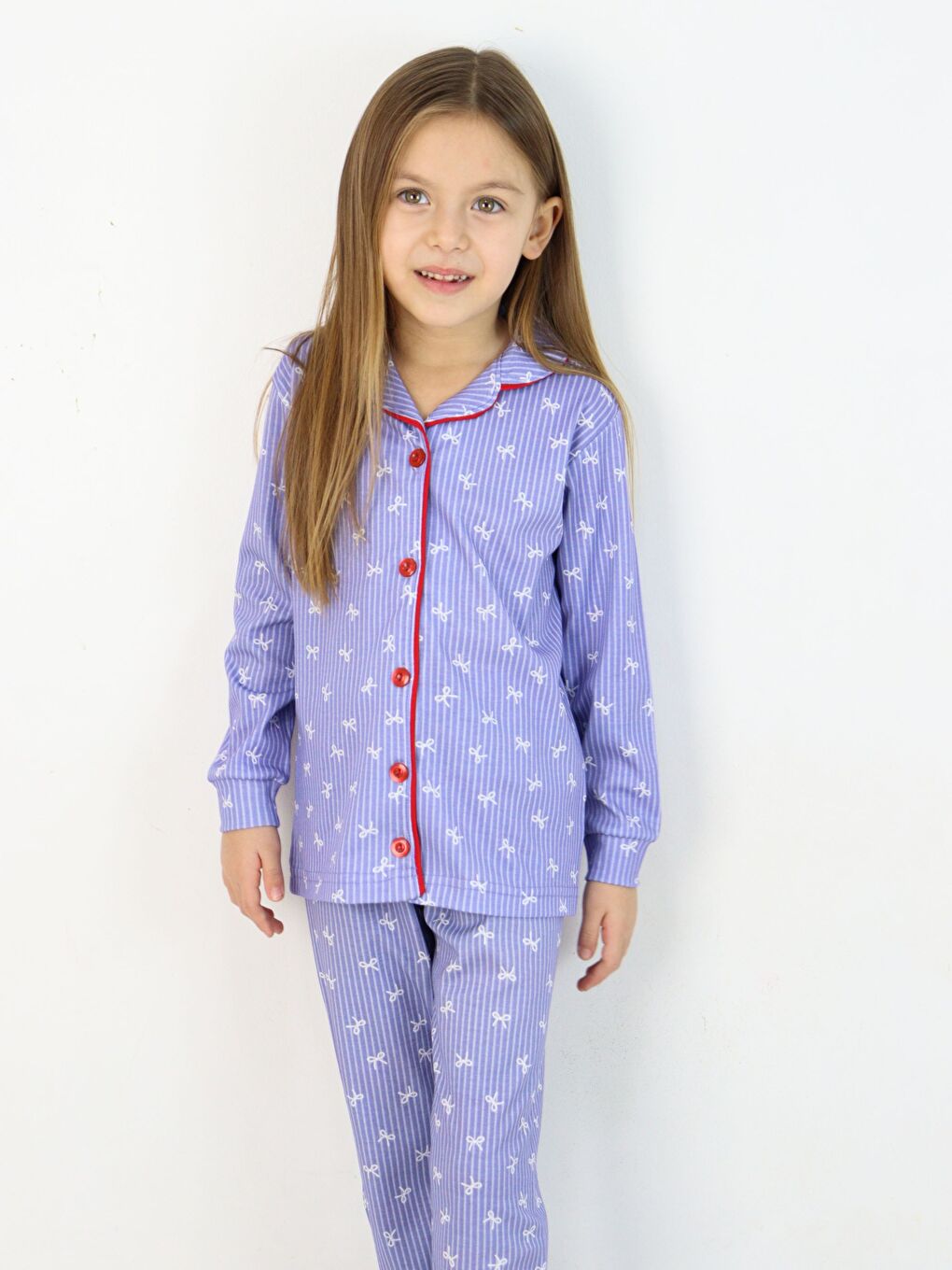İndigo Bebe Yaka Düğmeli Kız Çocuk Pijama Takımı-10