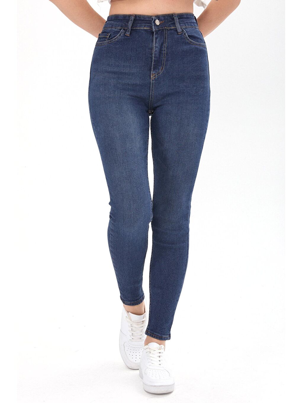 TOFİSA Düz Orta Kadın Kahverengi Skinny Likralı Jean Pantolon - 23659 - 1