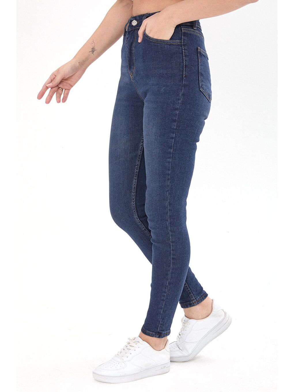 TOFİSA Düz Orta Kadın Kahverengi Skinny Likralı Jean Pantolon - 23659 - 2