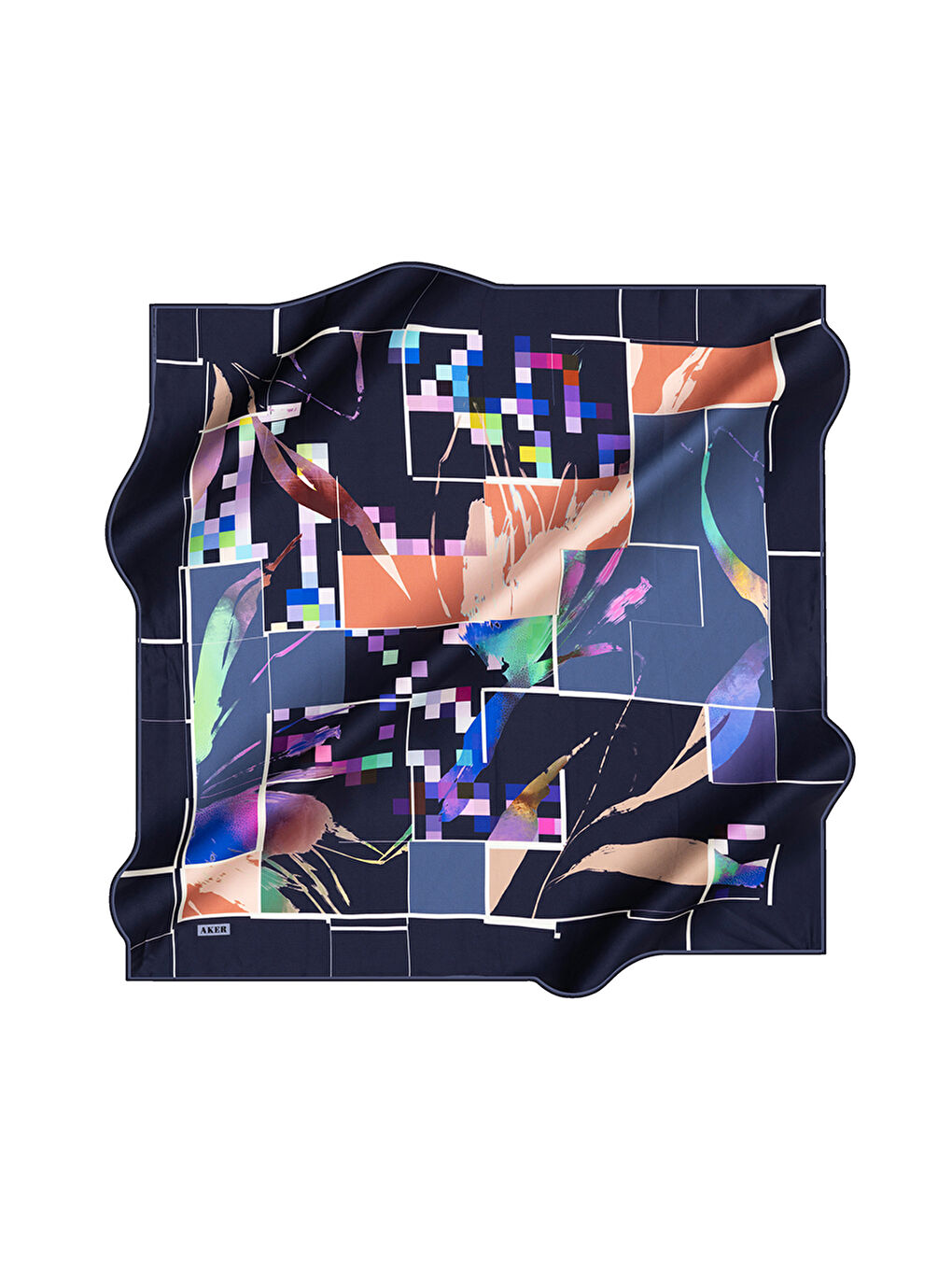 Lacivert İpek Tivil Eşarp