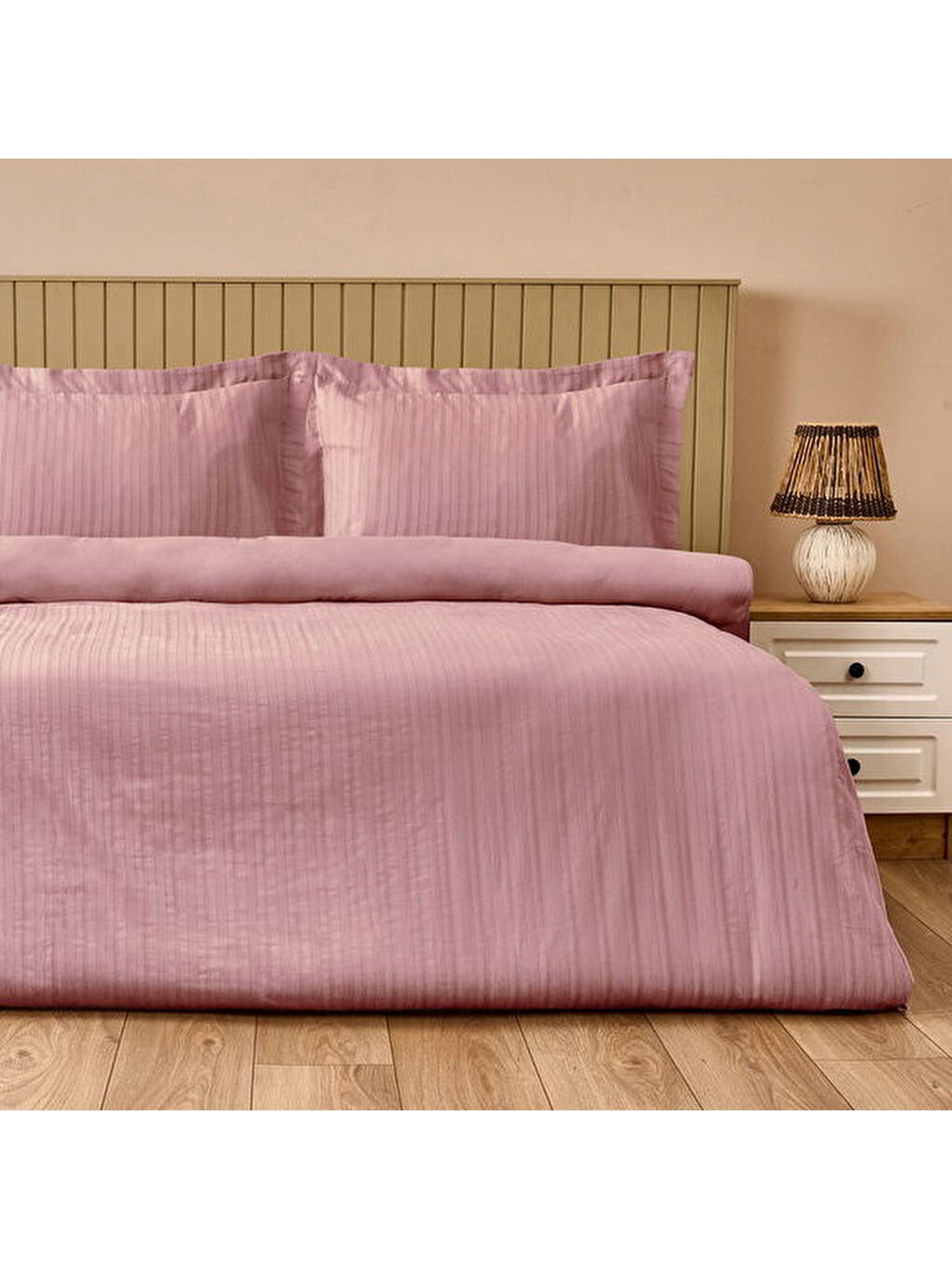 Pembe Soft Dobby Weave Çift Kişilik Nevresim Takımı - Gülkurusu