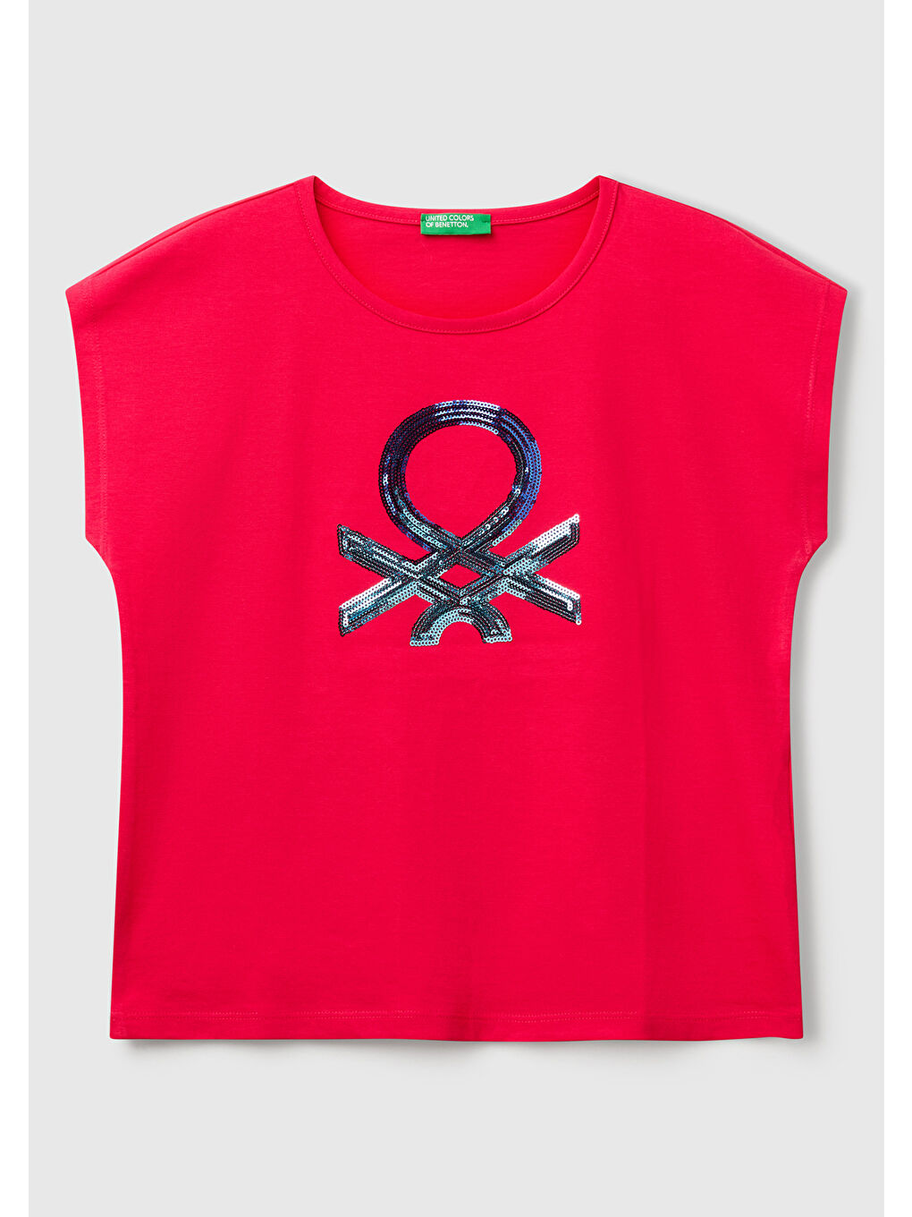 Kız Çocuk Fuşya Benetton Logo Baskılı T-Shirt